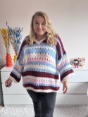 SWETER AŻURKOWY ( BORDO, ŻÓŁTY )