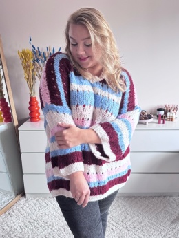 SWETER AŻURKOWY ( BORDO, ŻÓŁTY )