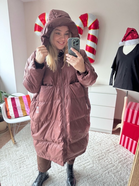 KURTKA DŁUGA PUCHOWA ( BORDO, CZARNA