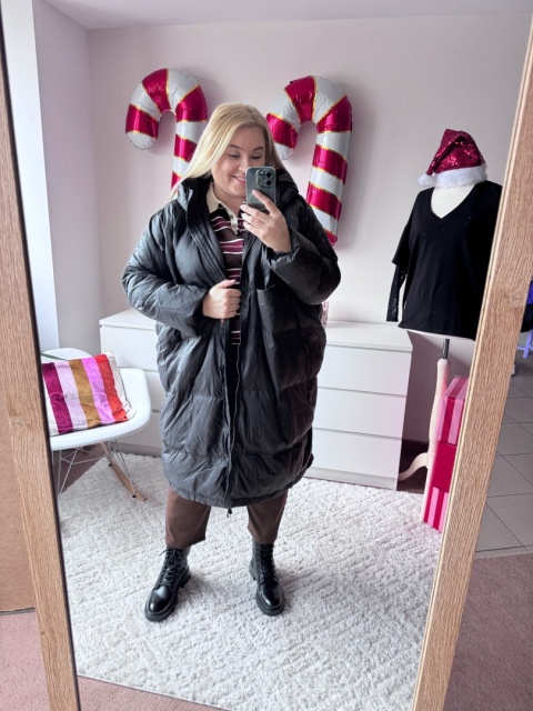 KURTKA DŁUGA PUCHOWA ( BORDO, CZARNA