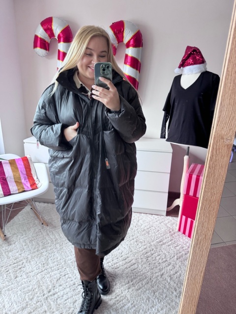 KURTKA DŁUGA PUCHOWA ( BORDO, CZARNA