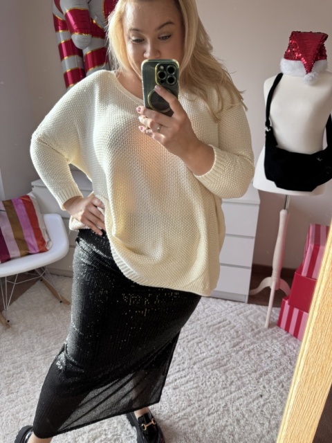 SPÓDNICA CEKINOWA CZARNA I BORDO