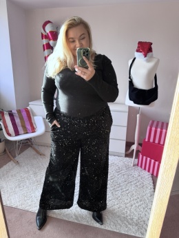 SPODNIE CEKINY CZARNE