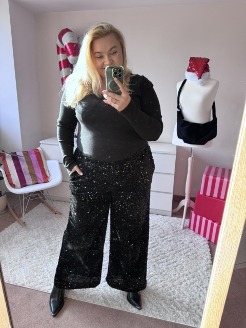 SPODNIE CEKINY CZARNE