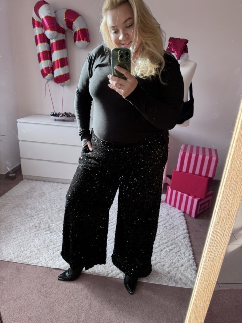 SPODNIE CEKINY CZARNE