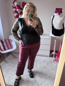 SPODNIE CYGARETKI BORDO I CZARNE