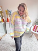 SWETER AŻURKOWY ( BORDO, ŻÓŁTY )