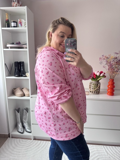 BLUZA MAŁE KWIATUSZKI BIAŁA,RÓŻOWA