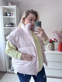 KAMIZELKA PUCHOWA NIEBIESKA,PUDER RÓŻ