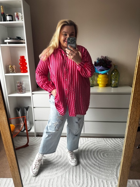 KOSZULA PASKI Czerwona