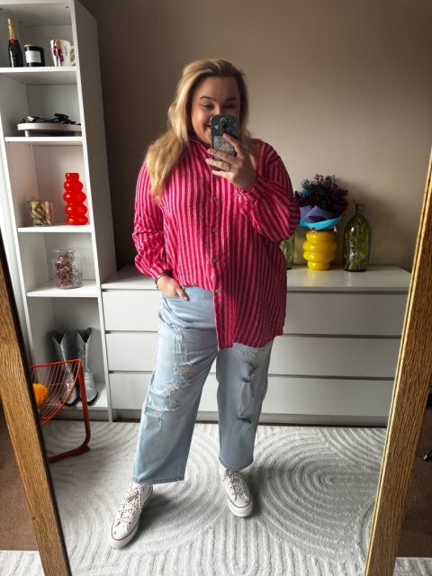 KOSZULA PASKI Czerwona