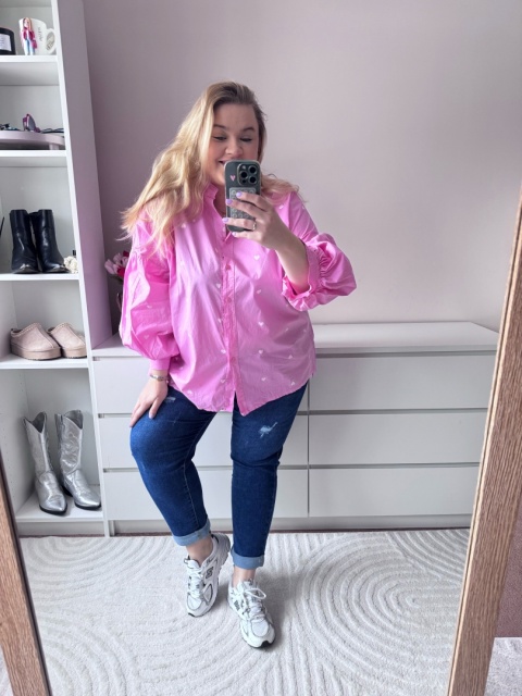 KOSZULA SERCA BIAŁA,RÓŻOWA