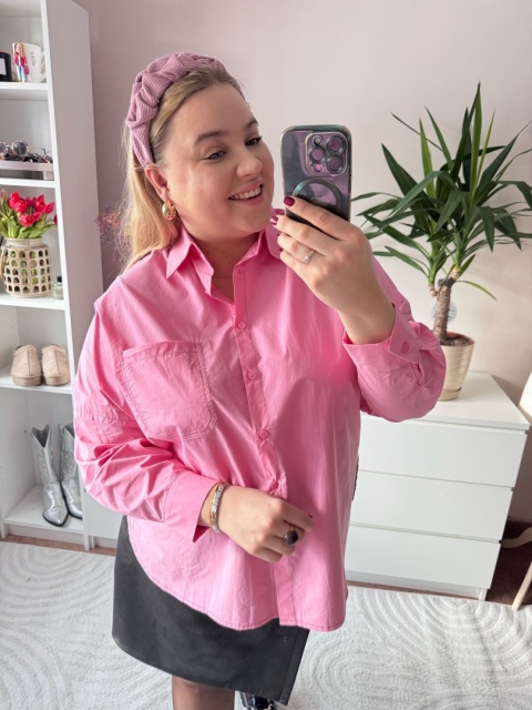 KOSZULA czekoladowa i różowa