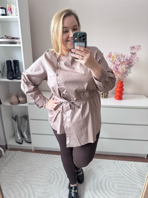 KOSZULA ASYMETRYCZNA - CAPUCCINO I BŁĘKIT