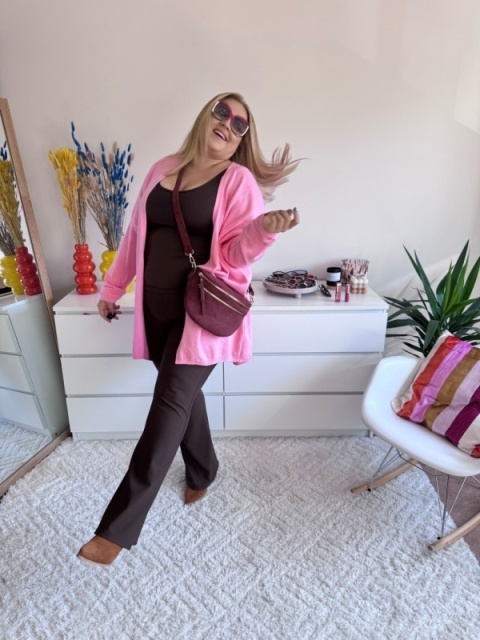 LEGGINSY PRĄŻEK FLARE czekolada rozmiar 1