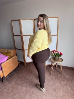 LEGGINSY PROSTE PRĄŻEK czekolada rozmiar 2