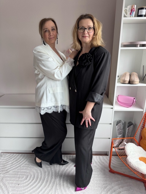 MARYNARKA Z KORONKĄ biała i różowa