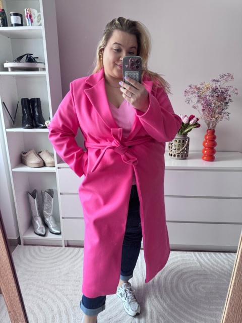 PŁASZCZ WIĄZANY RÓŻOWY
