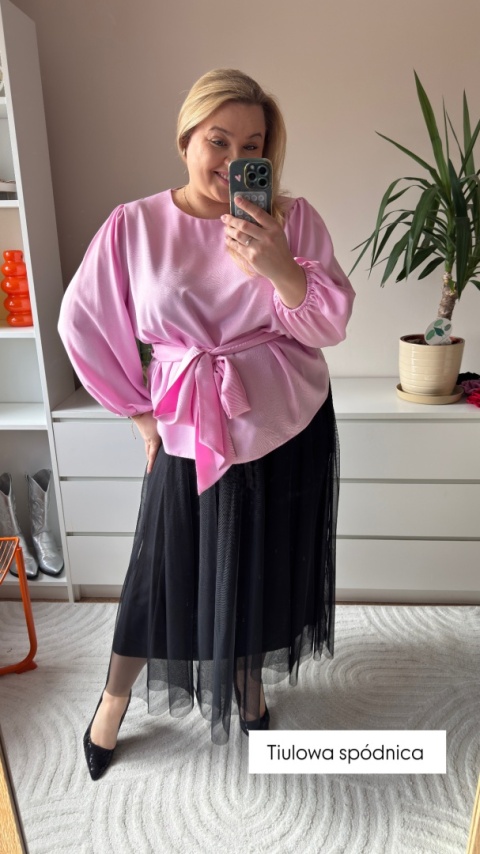 SPÓDNICA TIULOWA różowa,czarna