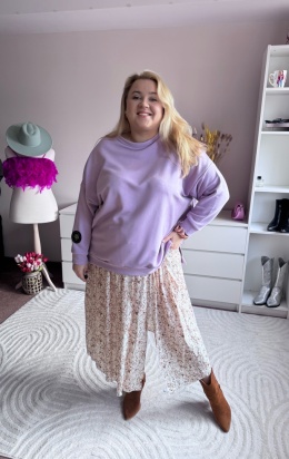 SPÓDNICA Z WISKOZY GROSZKI I KWIATKI