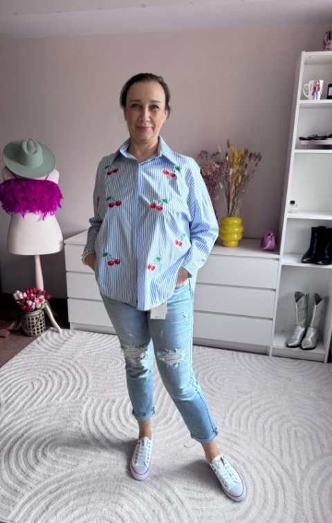 SPODNIE JEANS MOM FIT JASNE