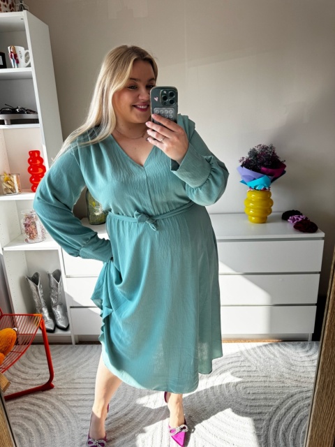 SUKIENKA MOLLY - szałwia, róż,czarna