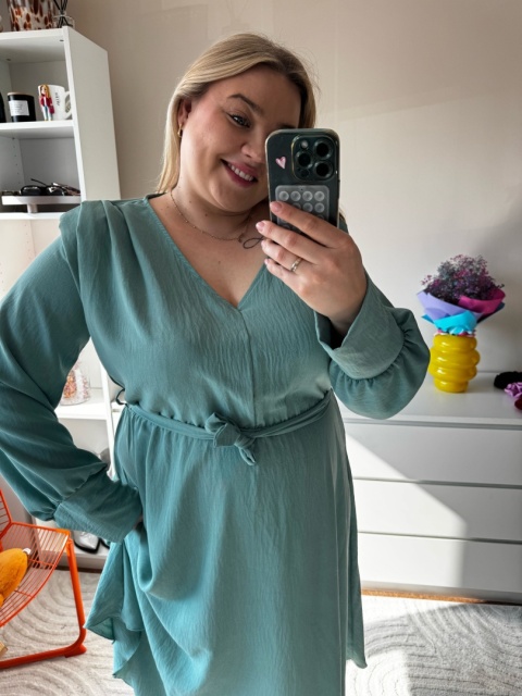 SUKIENKA MOLLY - szałwia, róż,czarna