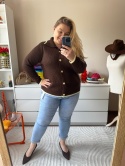 SWETER AŻUROWY CZEKOLADOWY