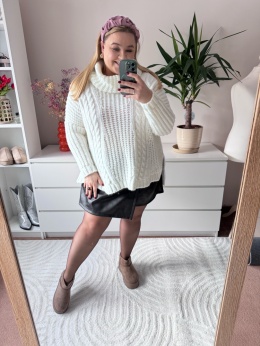 SWETER GOLF biały i różowy