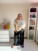 SWETER W PASKI 100% BAWEŁNA/ beż,bordo