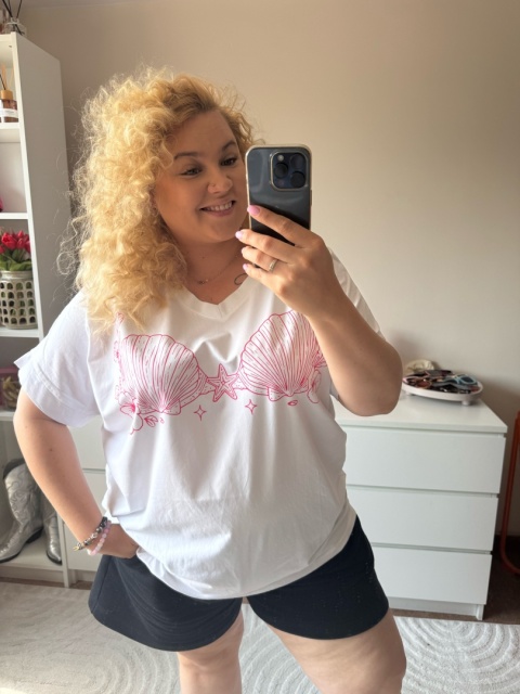 T-SHIRT MUSZELKI biały,żółty,czarny i róż
